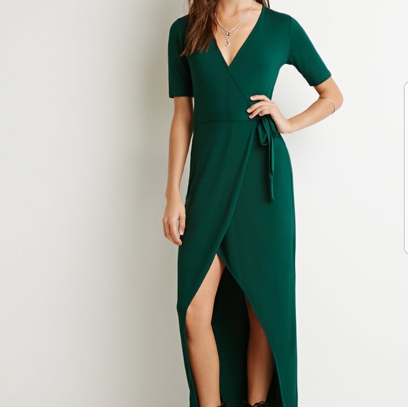 green wrap dress maxi